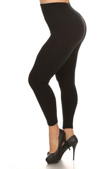 Plus Size High Waisted Seamless Fleece Leggings with Tummy Control