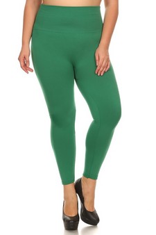 Plus Size High Waisted Seamless Fleece Leggings with Tummy Control