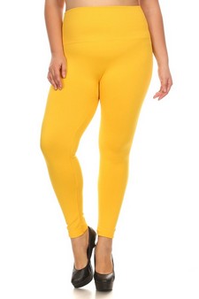 Plus Size High Waisted Seamless Fleece Leggings with Tummy Control