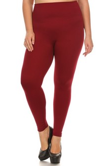 Plus Size High Waisted Seamless Fleece Leggings with Tummy Control