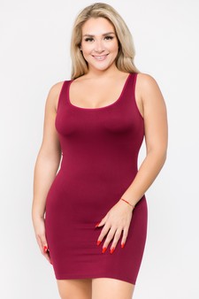 Women's Seamless Long Tank Slip Dress Burgundy Color