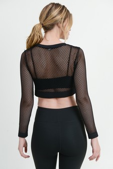 Women's Long Sleeve Fishnet Athleisure Crop Top style 5