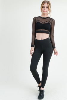 Women's Long Sleeve Fishnet Athleisure Crop Top style 8