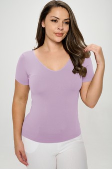 Women’s Seamless Reversible V-Neck Short Sleeve Top