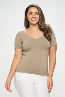 Women’s Seamless Reversible V-Neck Short Sleeve Top