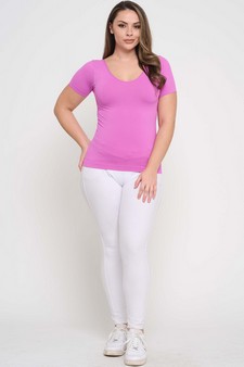 Women’s Seamless Reversible V-Neck Short Sleeve Top style 5