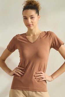 Women’s Seamless Reversible V-Neck Short Sleeve Top style 4
