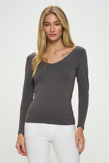 Women’s Seamless Reversible V-Neck Long Sleeve Top (New Version)