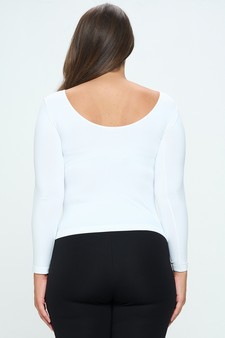 Women’s Seamless Reversible V-Neck Long Sleeve Top style 3