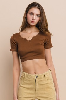 Ribbed Short Sleeve Cropped Top