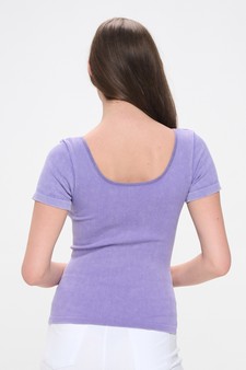 Reversible Short Sleeved Stonewashed Ribbed Top style 3