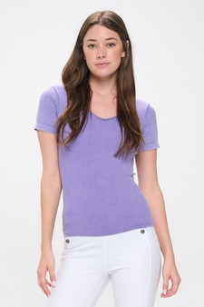 Reversible Short Sleeved Stonewashed Ribbed Top style 4