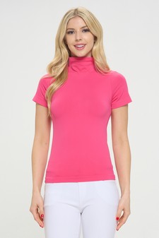 Women’s Bare Essential Seamless Mock Neck Short Sleeve Top style 4