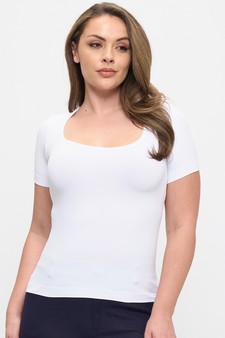Seamless Scoop Neck Short Sleeve Top style 4