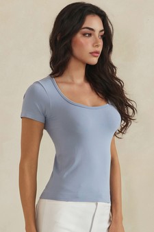Seamless Scoop Neck Short Sleeve Top style 3