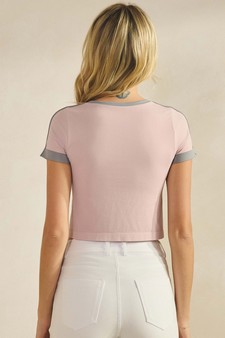 Women's So Sporty Seamless Contrast Seam Crewneck Cropped Top style 2