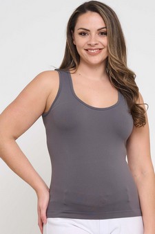 Women's U Neck Solid Seamless Tank style 4