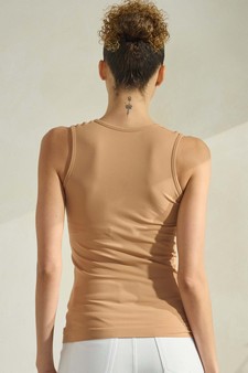 Women's U Neck Seamless Solid Tank style 2