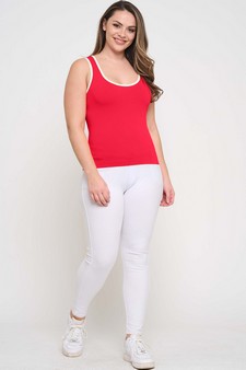 Women's U Neck Two Tone Seamless Tank style 4
