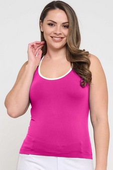 Women's U Neck Two Tone Seamless Tank style 3