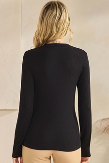 Women's Seamlessly Soft Ribbed Modal Mock Neck Long Sleeve Top style 2