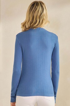 Women's Seamlessly Soft Ribbed Modal Mock Neck Long Sleeve Top style 2