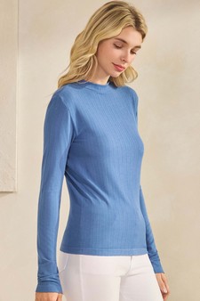 Women's Seamlessly Soft Ribbed Modal Mock Neck Long Sleeve Top style 3