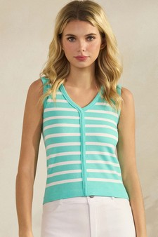 Women's Classic Stripe Seamless V-Neck Cropped Sleeveless Top style 4