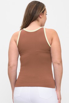 Seamless Reversible High Neck Contrast Trim Tank Top style 2