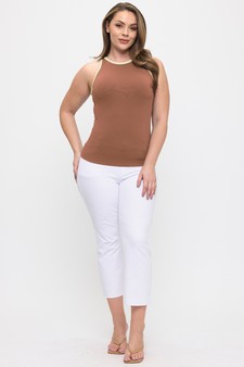 Seamless Reversible High Neck Contrast Trim Tank Top style 5