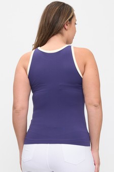 Seamless High Neck Contrast Trim Tank Top style 2