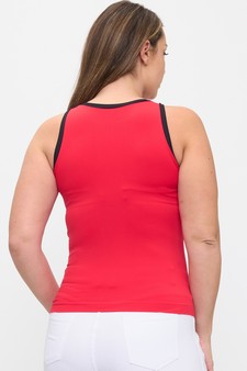 Seamless High Neck Contrast Trim Tank Top style 2