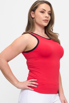 Seamless High Neck Contrast Trim Tank Top style 3