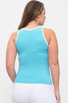 Seamless High Neck Contrast Trim Tank Top style 2