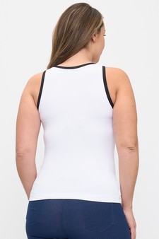 Seamless High Neck Contrast Trim Tank Top style 2