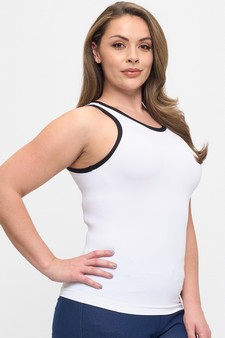 Seamless High Neck Contrast Trim Tank Top style 3