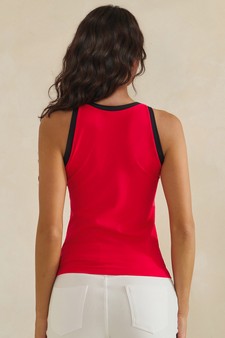 Seamless High Neck Contrast Trim Tank Top style 2