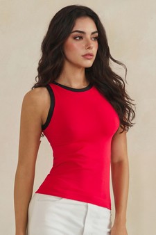 Seamless High Neck Contrast Trim Tank Top style 3