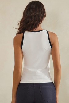 Seamless High Neck Contrast Trim Tank Top style 2