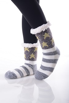 Women's Non-slip USA Flag Vintage Accent Slipper Socks style 8