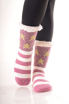 Women's Non-slip USA Flag Vintage Accent Slipper Socks