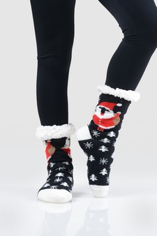 Women's Pug Santa Claus Slipper Socks