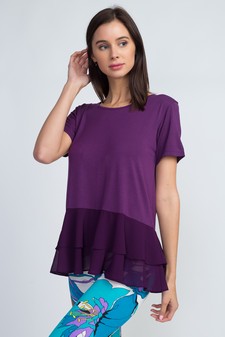 Women's Short Sleeve Chiffon Ruffle Top style 2