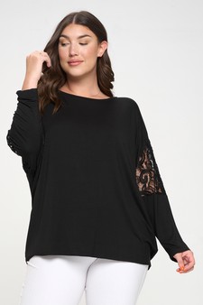 Women's Lace Dolman Sleeve Crewneck Top
