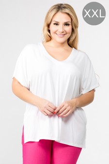 Women's Short Sleeve V-Neck Oversized Top (XXL only)