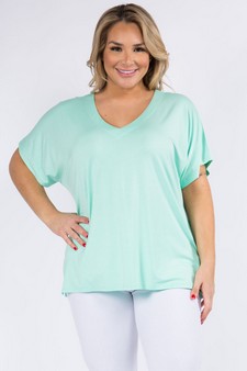 Women's Short Sleeve V-Neck Oversized Top