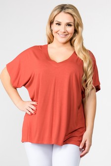 Women's Short Sleeve V-Neck Oversized Top