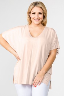 Women's Short Sleeve V-Neck Oversized Top