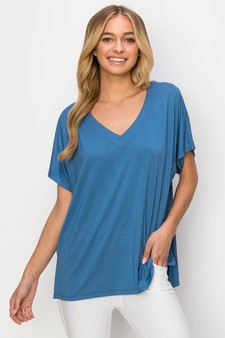 Women's Short Sleeve V-Neck Oversized Top