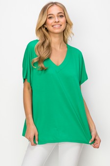 Women's Short Sleeve V-Neck Oversized Top